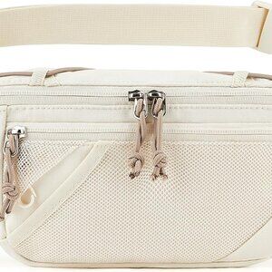 Water-Resistant Beige Waist Pack with Adjustable Strap for Travel & Workouts